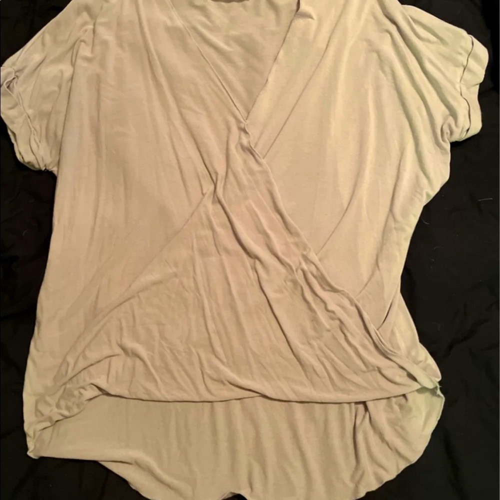 Gray cross-over top